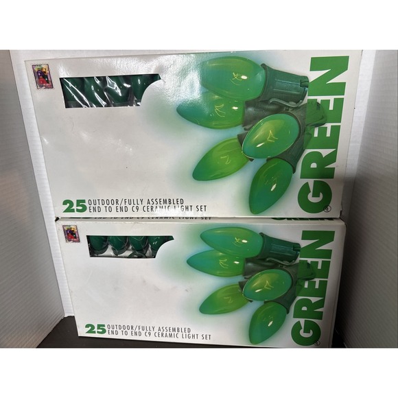 Seasonal Specialties Other - Seasonal Specialties 25 Green CERAMIC OUTDOOR Christmas Light Sets 1996 (2)